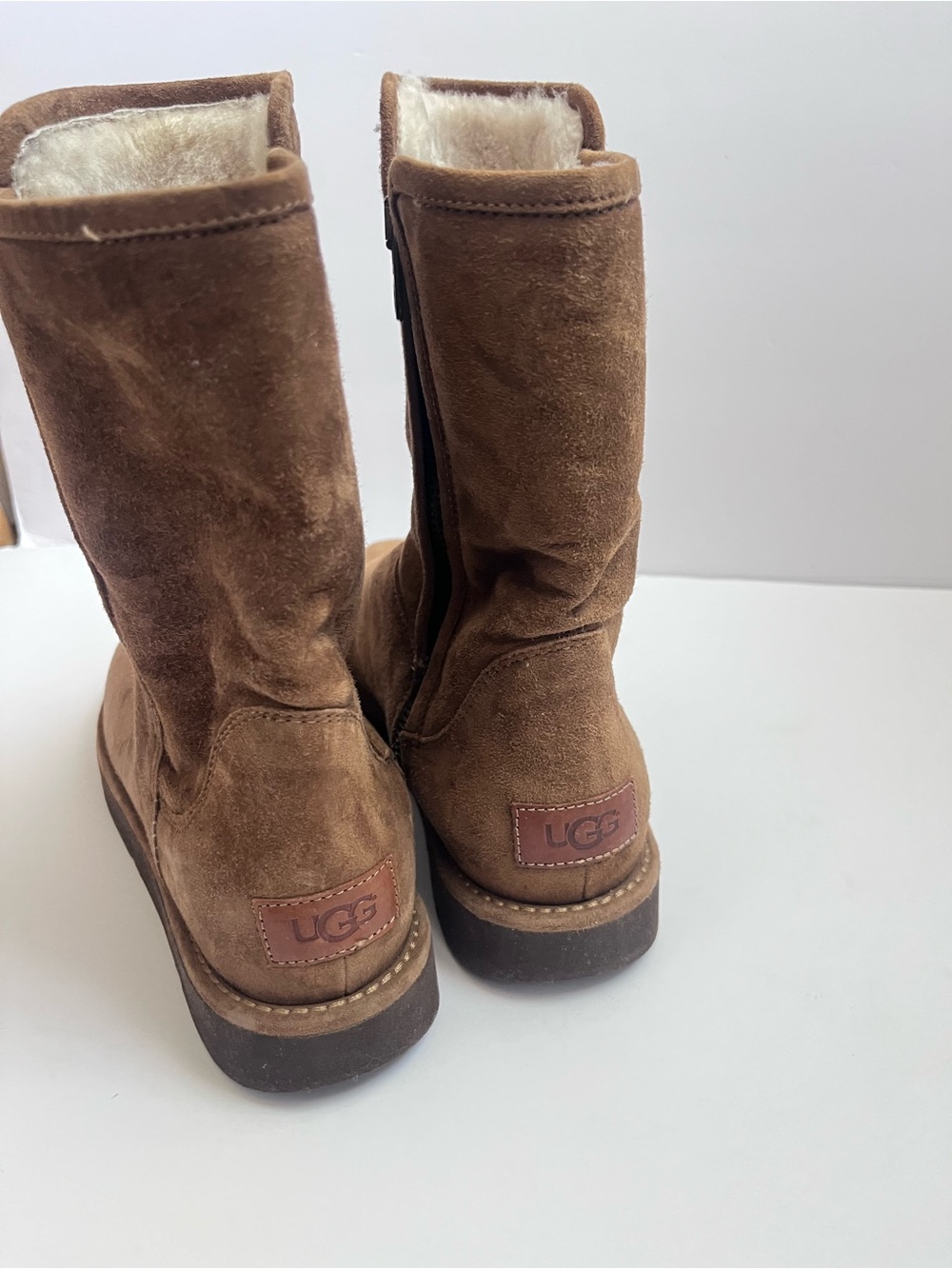 Uggs Classic Brown Suede Shearling-Lined Boots - Picture 2 of 6